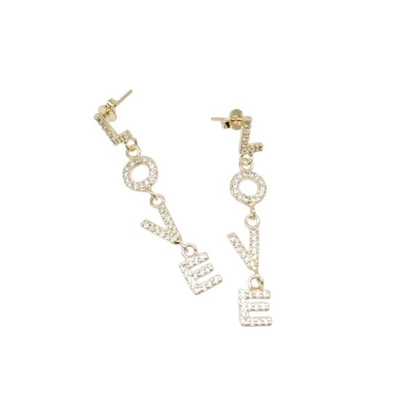 NEW 18K Gold Filled Love Dangle Earrings | Gold studs | statement earrings - Picture 1 of 2